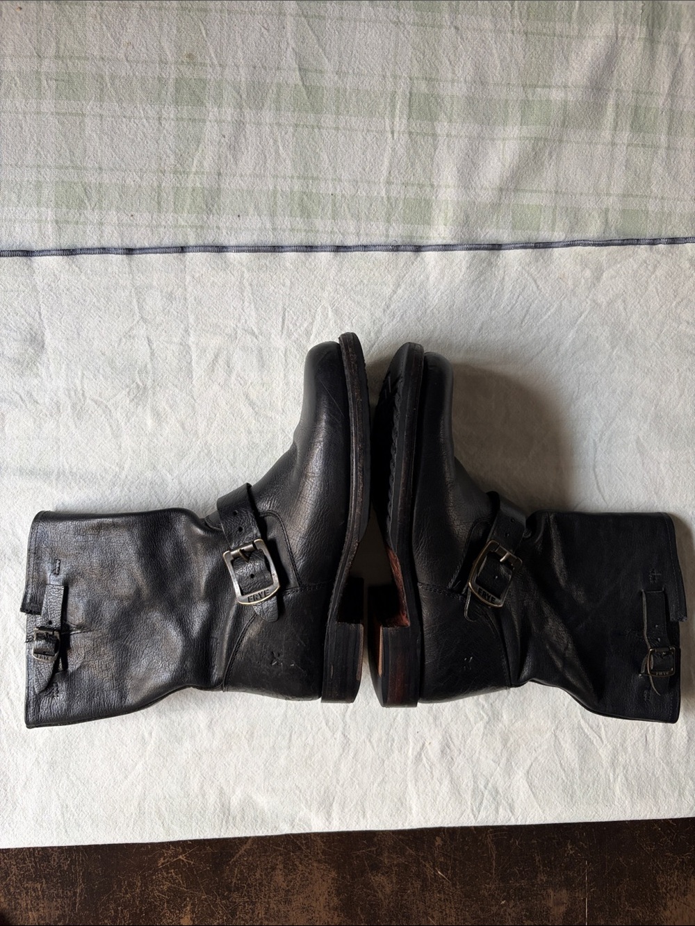 Frye Veronica Black Leather Engineer Boots with Buckle Detail - Picture 6 of 7